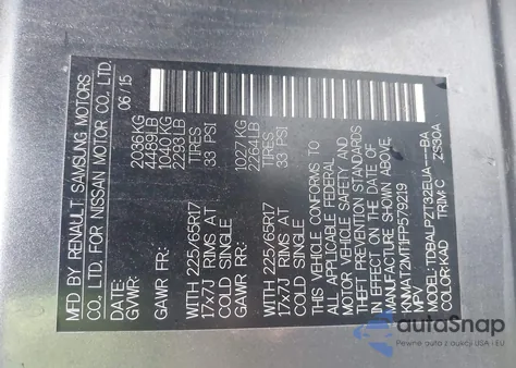 2015 Nissan Rogue S from USA, damaged, VIN KNMAT2MT1FP579219